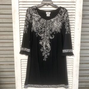 Maggy London Black and White Midi Dress